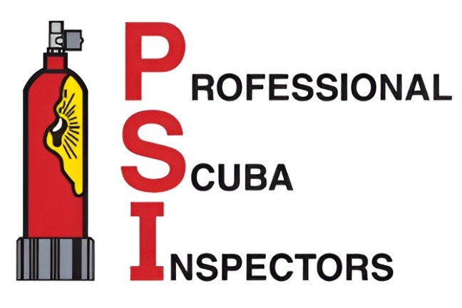 Logo of Professional Scuba Inspectors with a red scuba tank illustration.