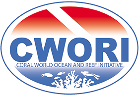 CWORI logo with coral and diver icons, text: Coral World Ocean and Reef Initiative.