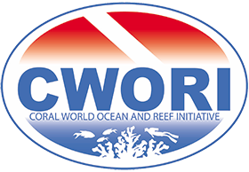 CWORI logo with coral and diver icons, text: Coral World Ocean and Reef Initiative.